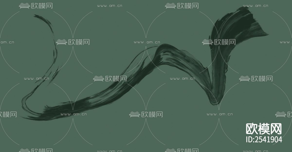 新中式 水墨 毛笔 黑白 线条 高端 壁画下载（渲染图8）