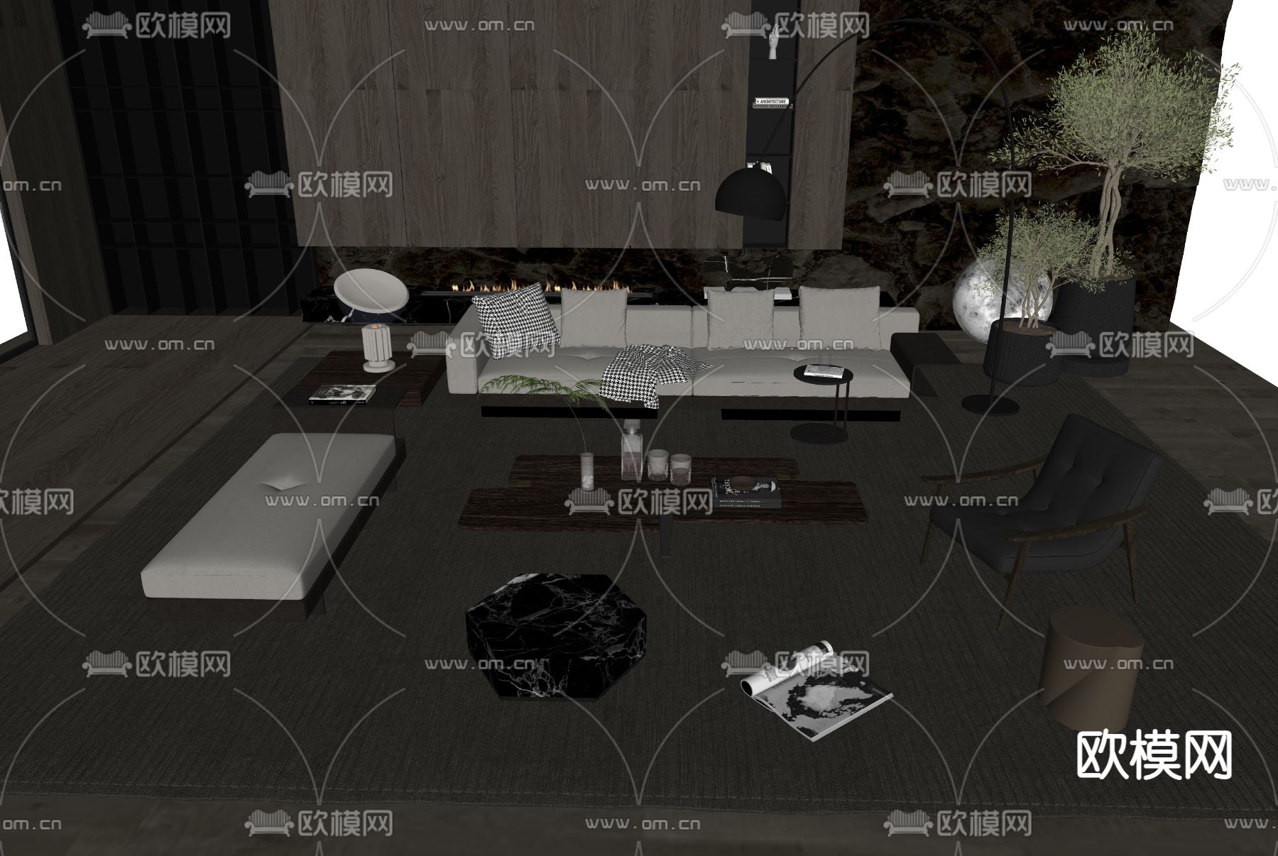 Minotti 组合沙发su模型下载（渲染图2）