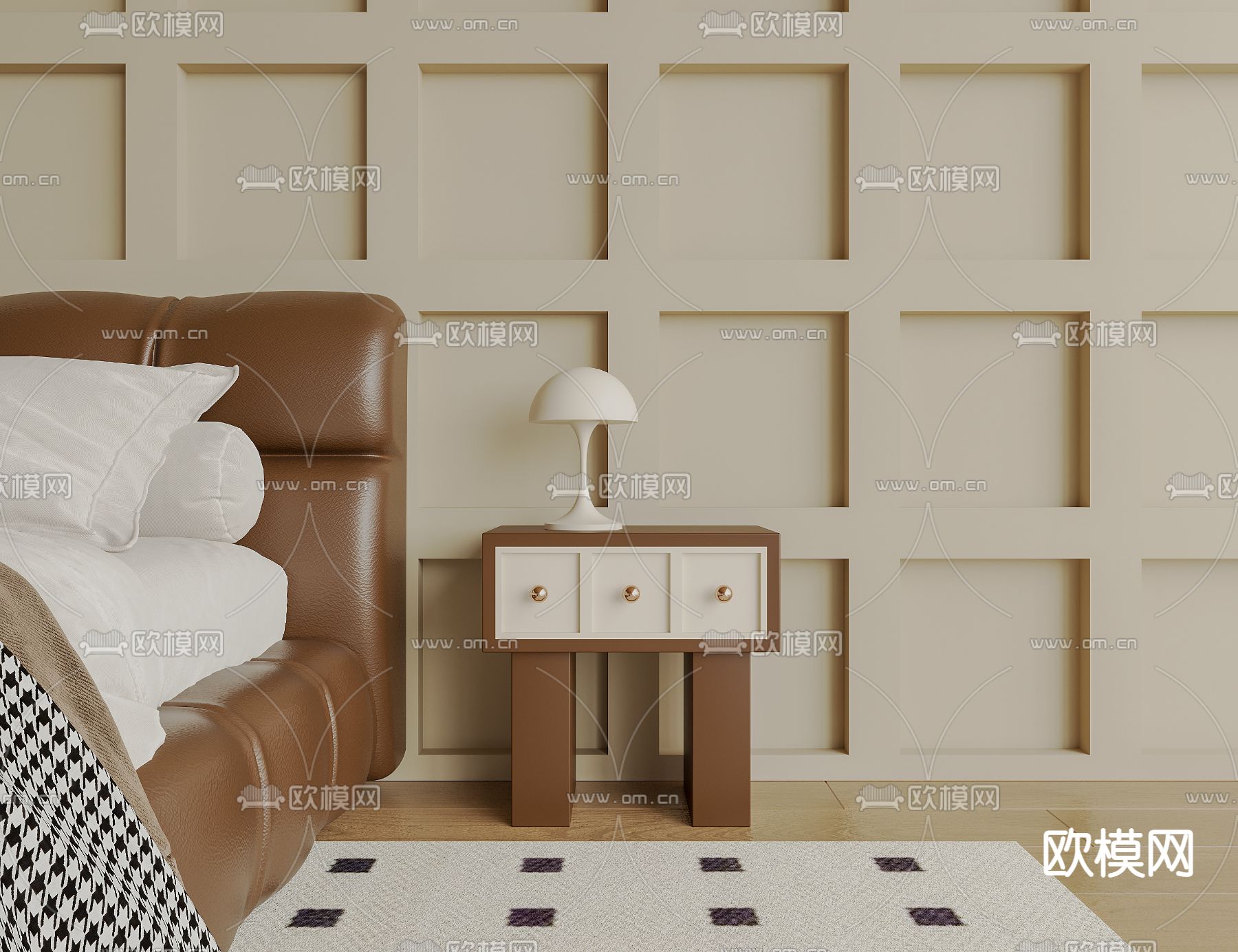 中古风床头柜3d模型下载