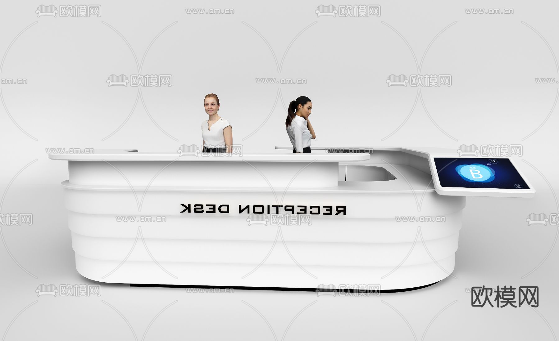 办公前台 接待台su模型下载（渲染图3）