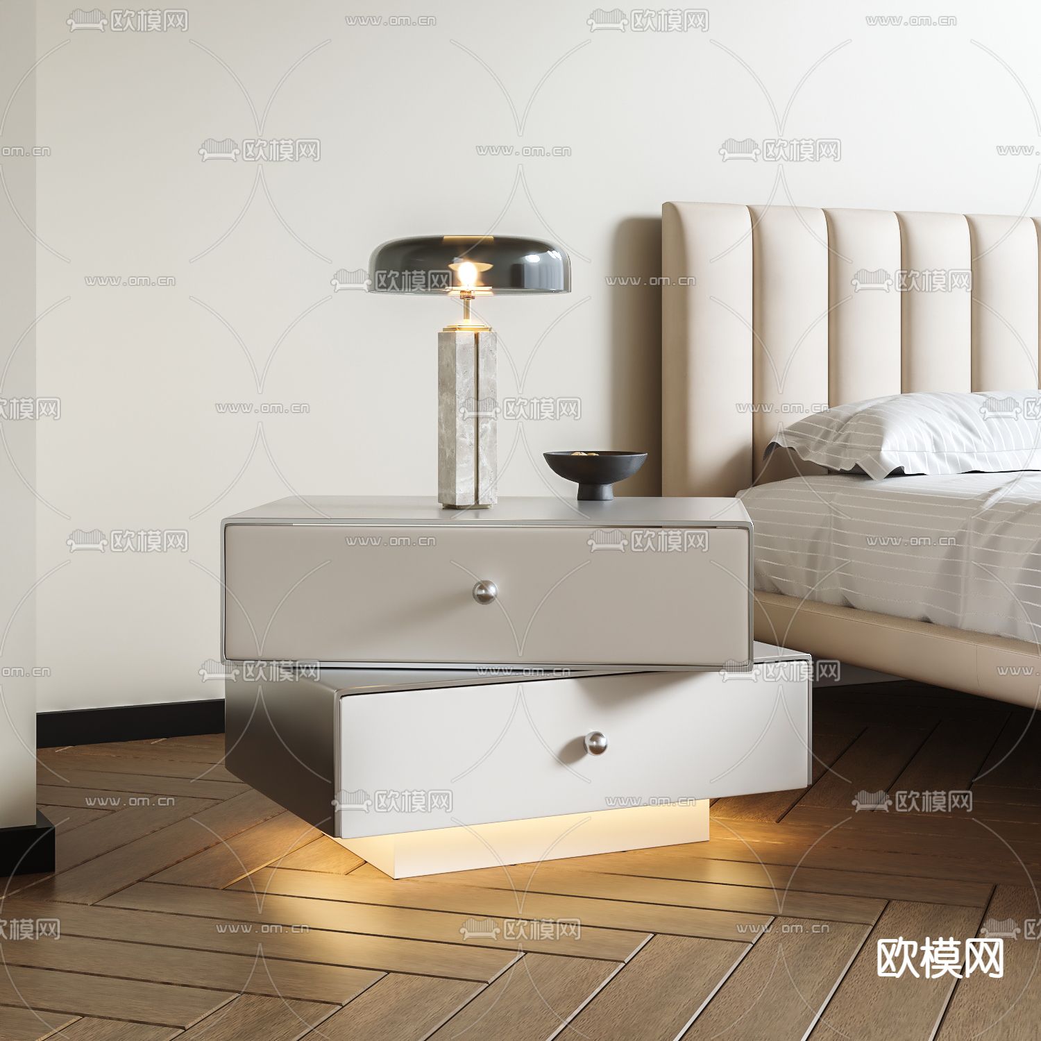 现代床头柜3d模型下载