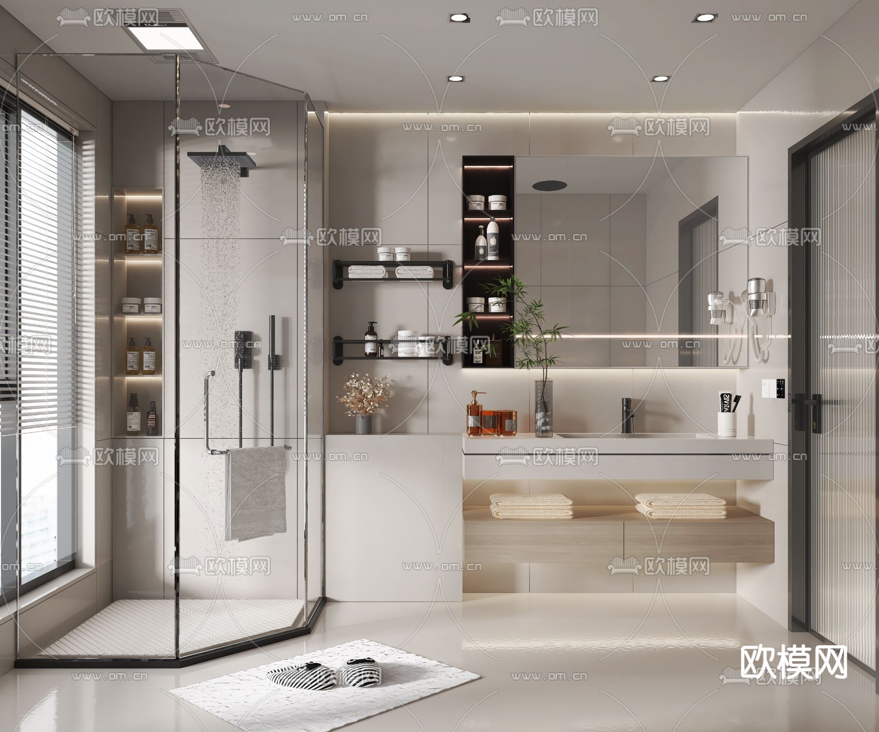 现代卫生间 浴室su模型下载（渲染图1）