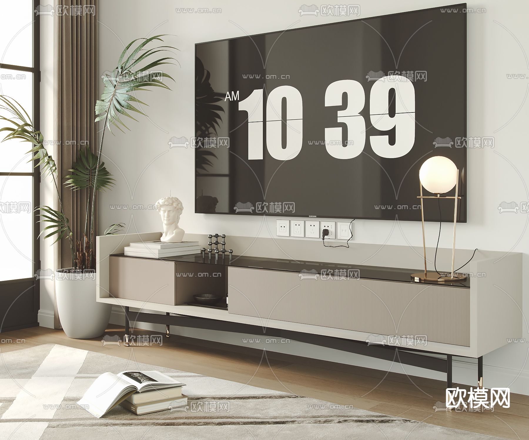 法式电视柜su模型