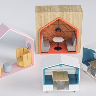  卡座沙发 休闲沙发su模型 