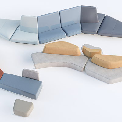  卡座沙发 休闲沙发su模型 