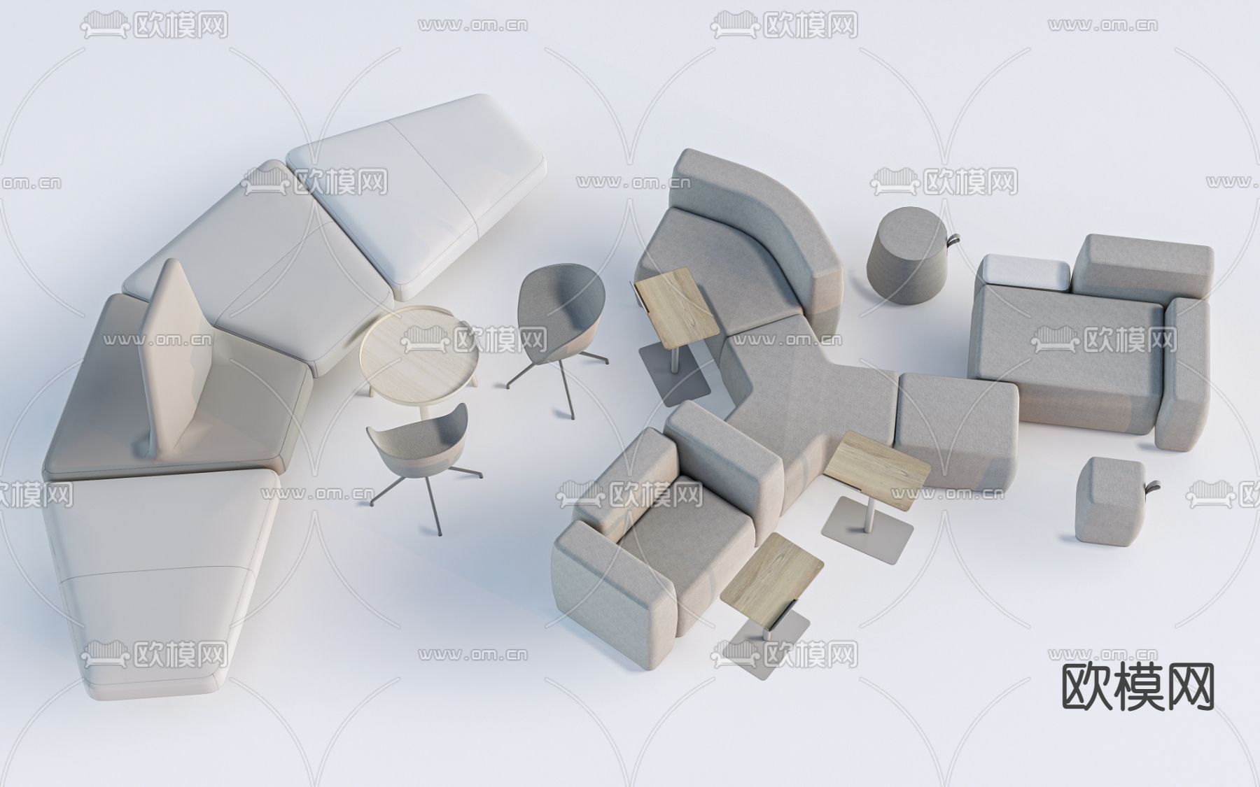 卡座沙发 休闲沙发su模型下载（渲染图1）