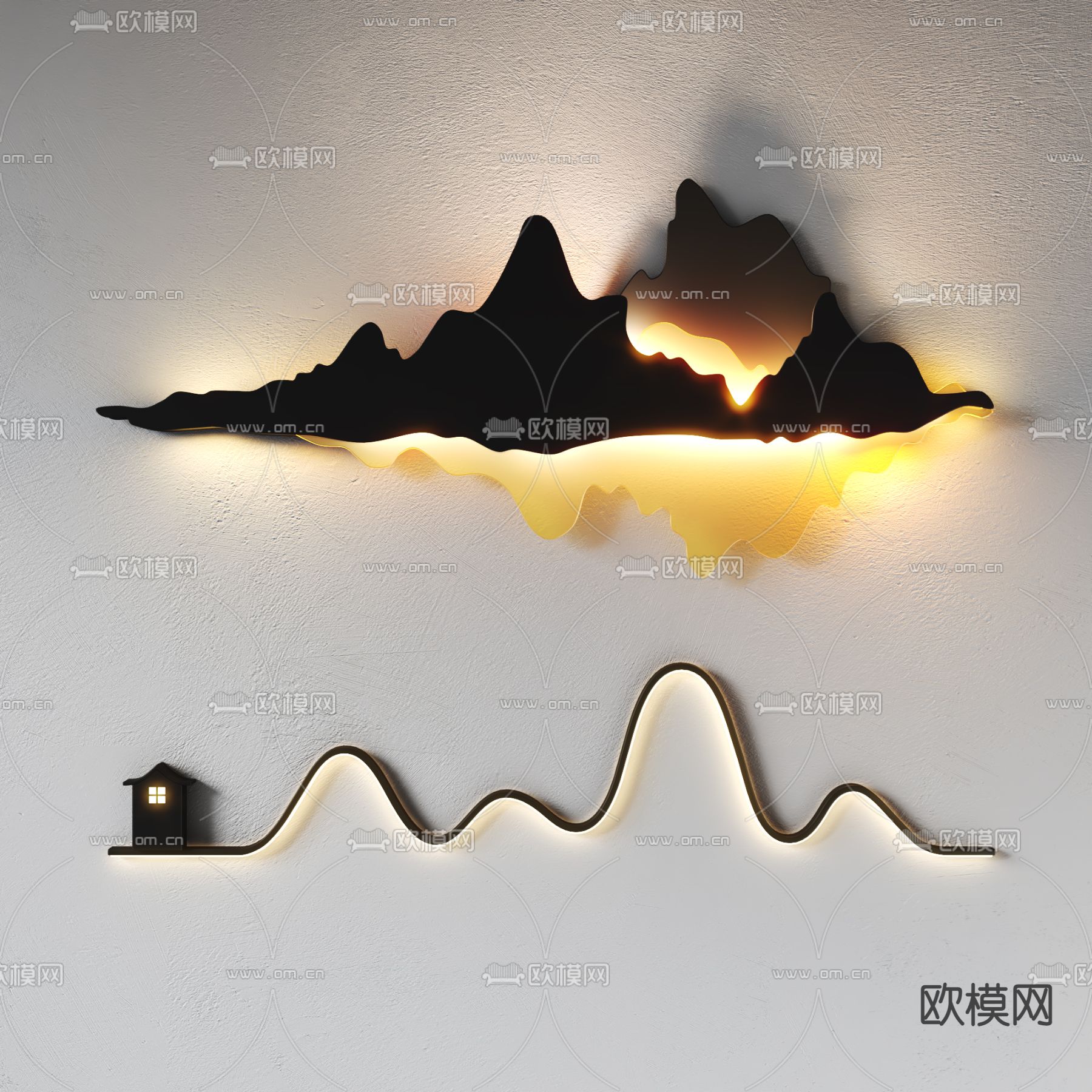 庭院壁灯 山脉壁灯su模型下载（渲染图1）