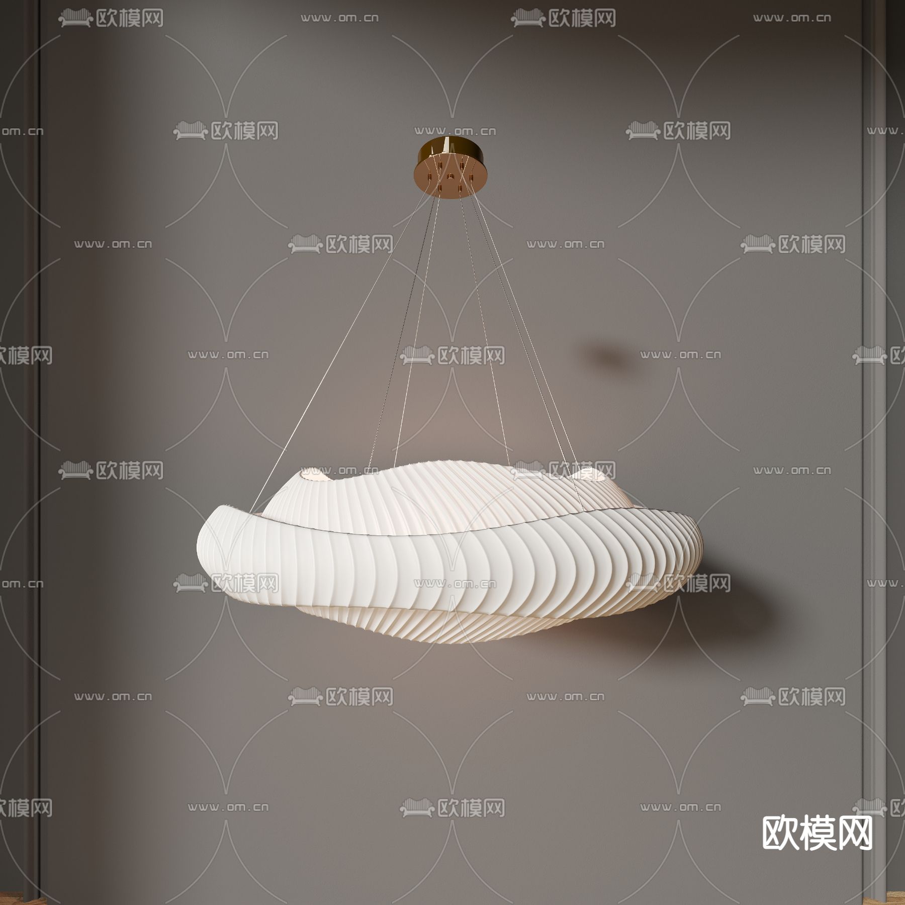 奶油风吊灯3d模型下载（渲染图2）