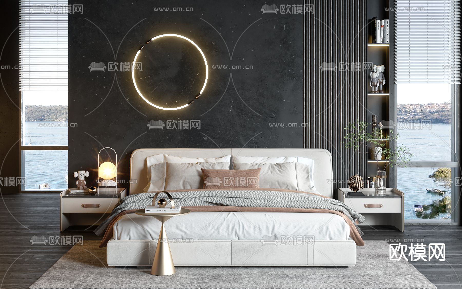 双人床3d模型下载（渲染图1）