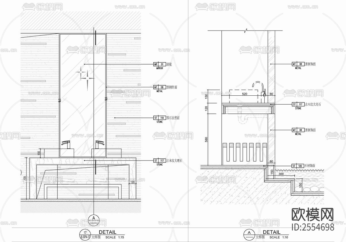 SPA美容养生按摩会所cad施工图下载（渲染图10）