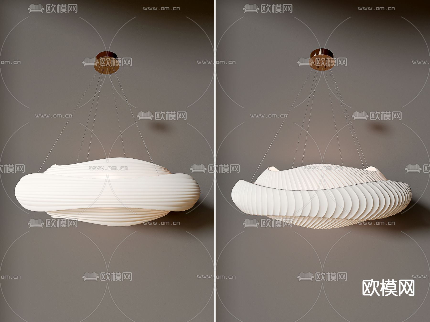 奶油风吊灯3d模型下载（渲染图1）