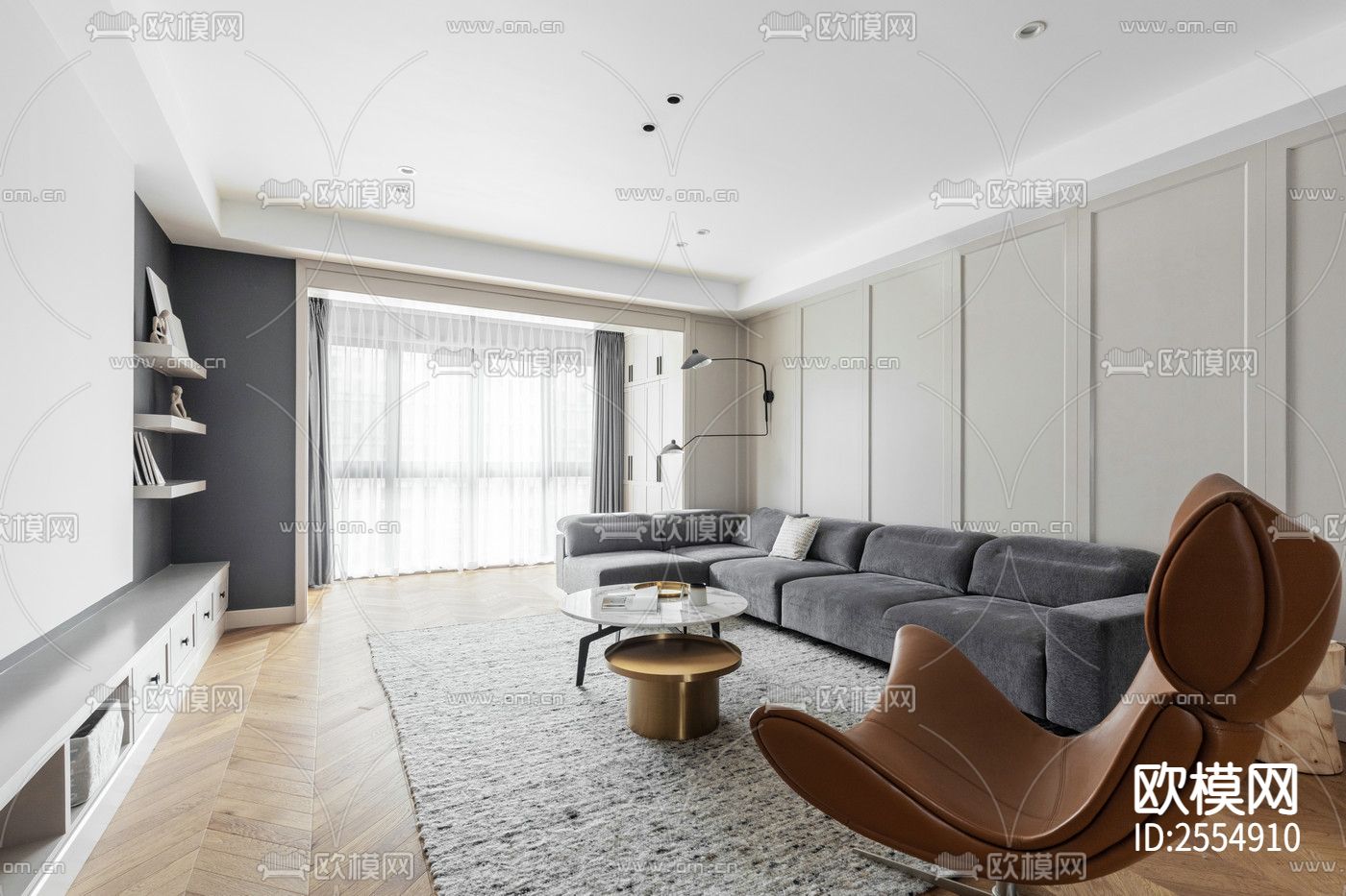 大平层豪宅CAD施工图下载（渲染图1）