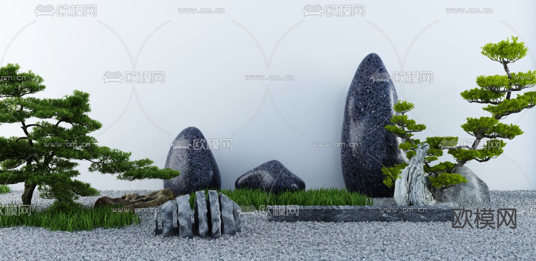 景观石头小品3d模型下载