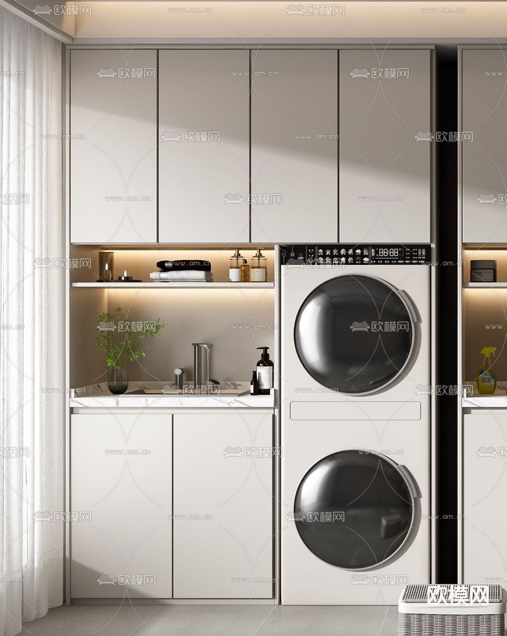 洗衣机柜 阳台柜3d模型下载（渲染图3）