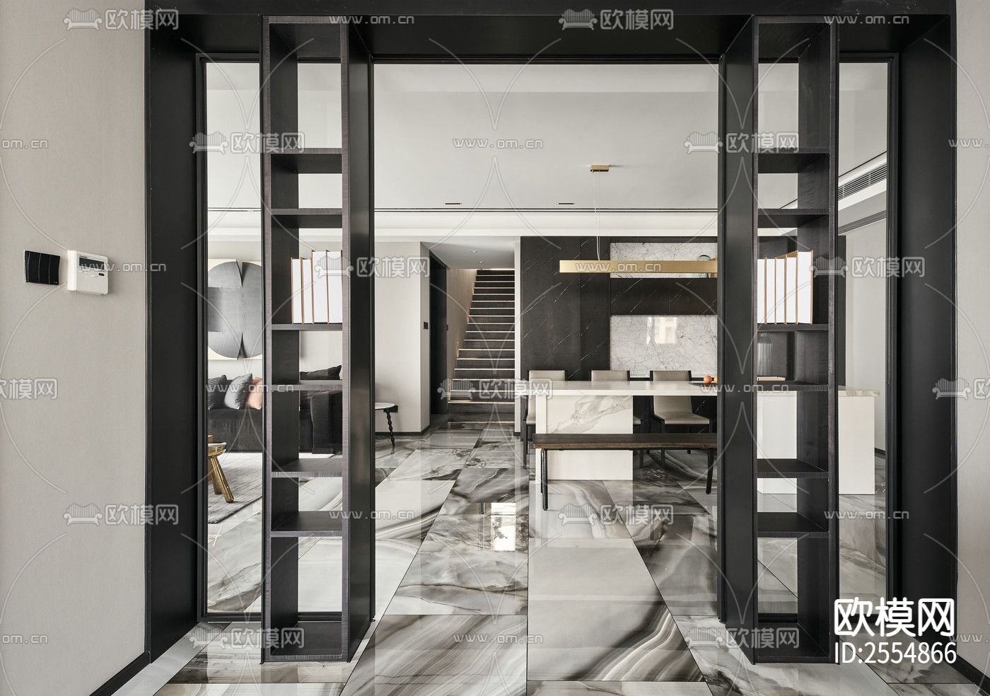 大平层豪宅CAD施工图下载（渲染图2）