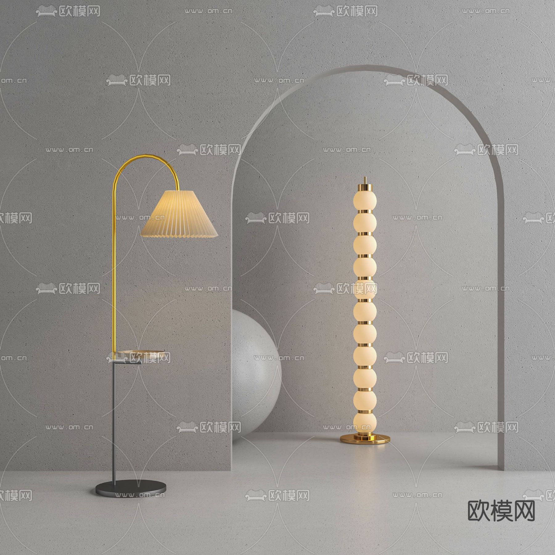 现代落地灯3d模型下载_ID14005472_3dmax免费模型-欧模网