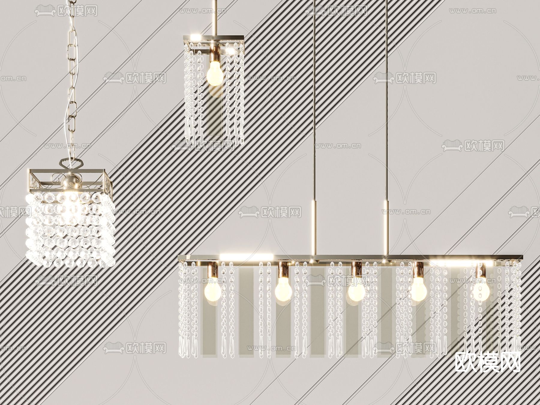 水晶吊灯3d模型下载