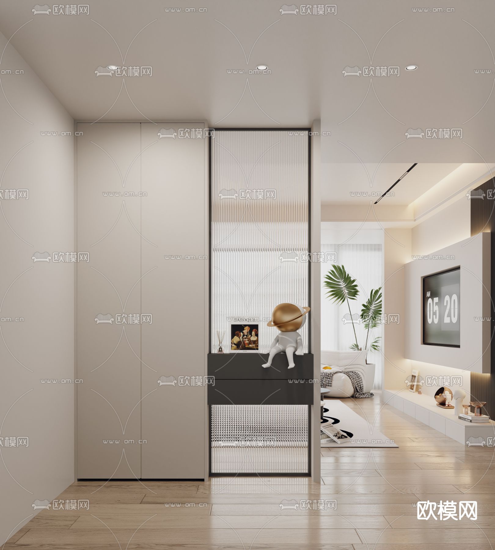 玄关鞋柜 隔断3d模型下载（渲染图1）