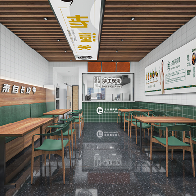  肉夹馍店 小吃店 快餐店su模型 