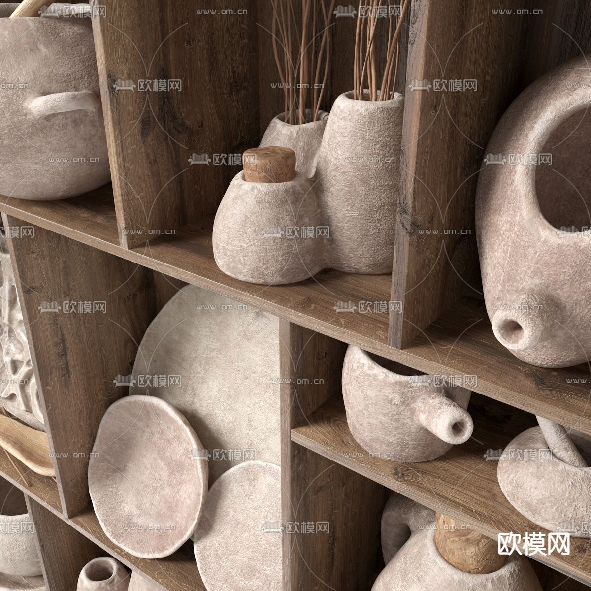 陶罐器皿 陶艺摆件3d模型下载（渲染图2）