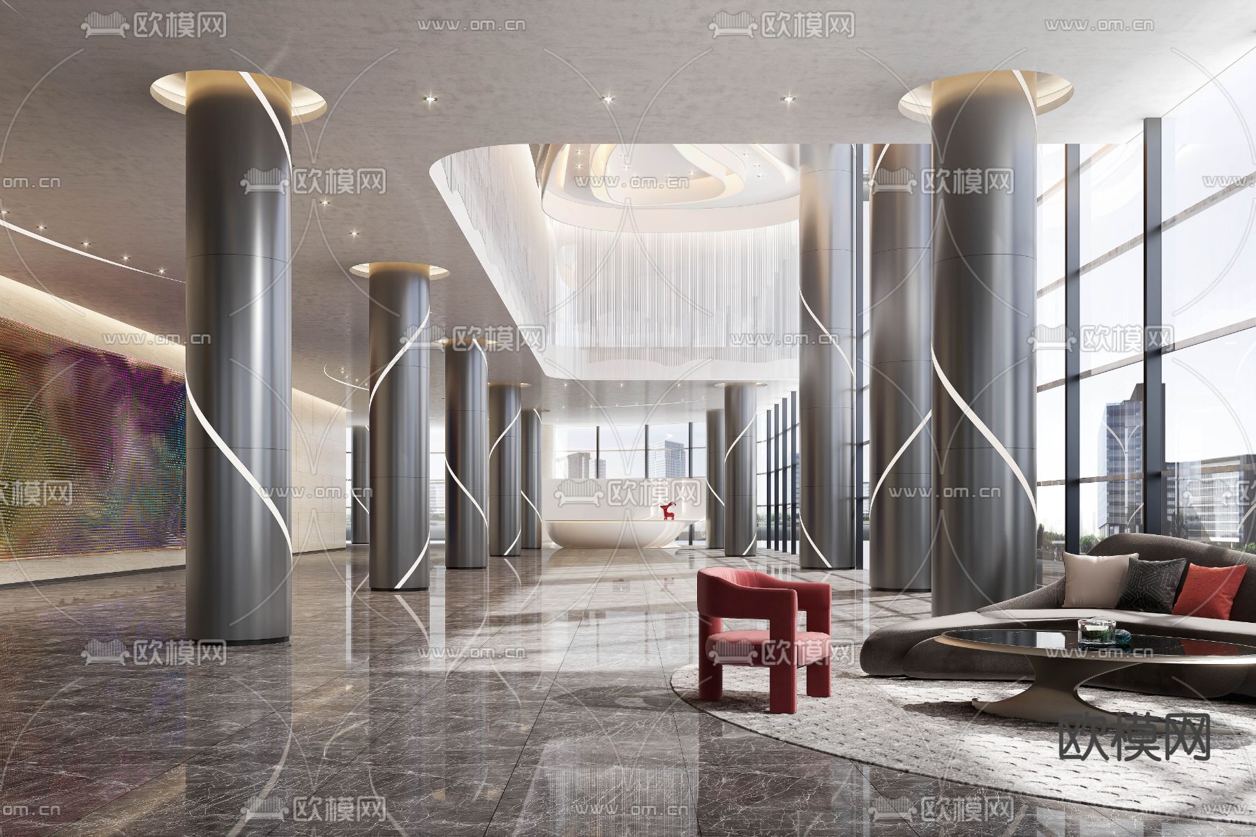 公司前台 接待台3d模型下载