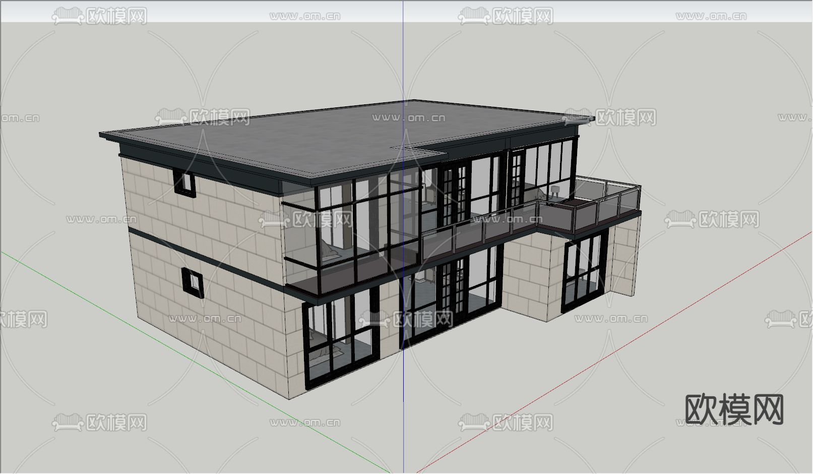 现代别墅外观su模型下载（渲染图3）