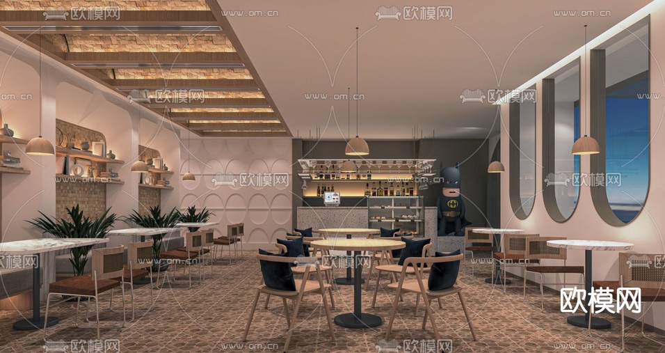 侘寂风茶餐厅su模型下载