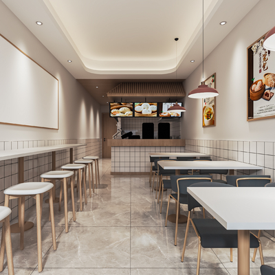  包子店 小吃店 快餐店su模型 