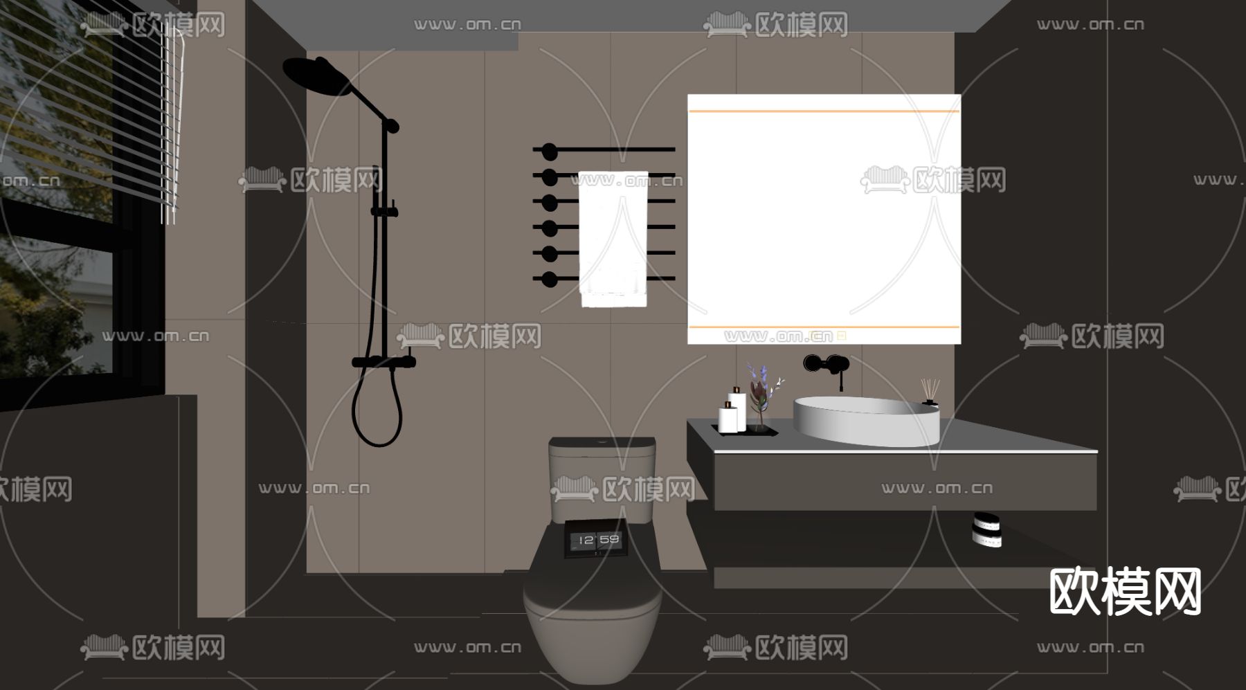 卫生间 洗手间 浴室su模型下载（渲染图2）