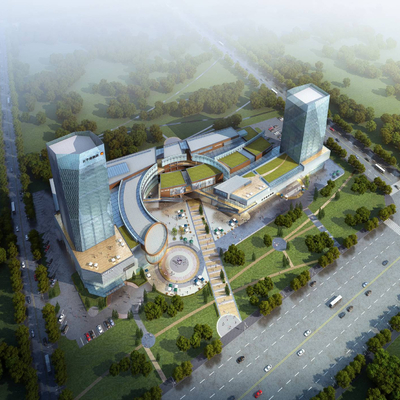  商业办公楼鸟瞰su模型 