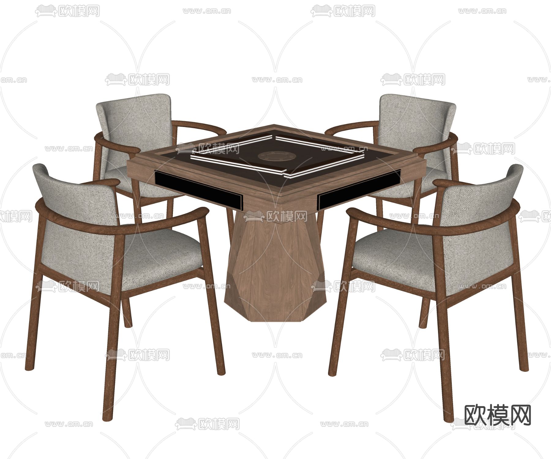 侘寂风麻将桌su模型下载（渲染图2）