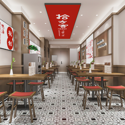  快餐店 小吃店 早餐店su模型 