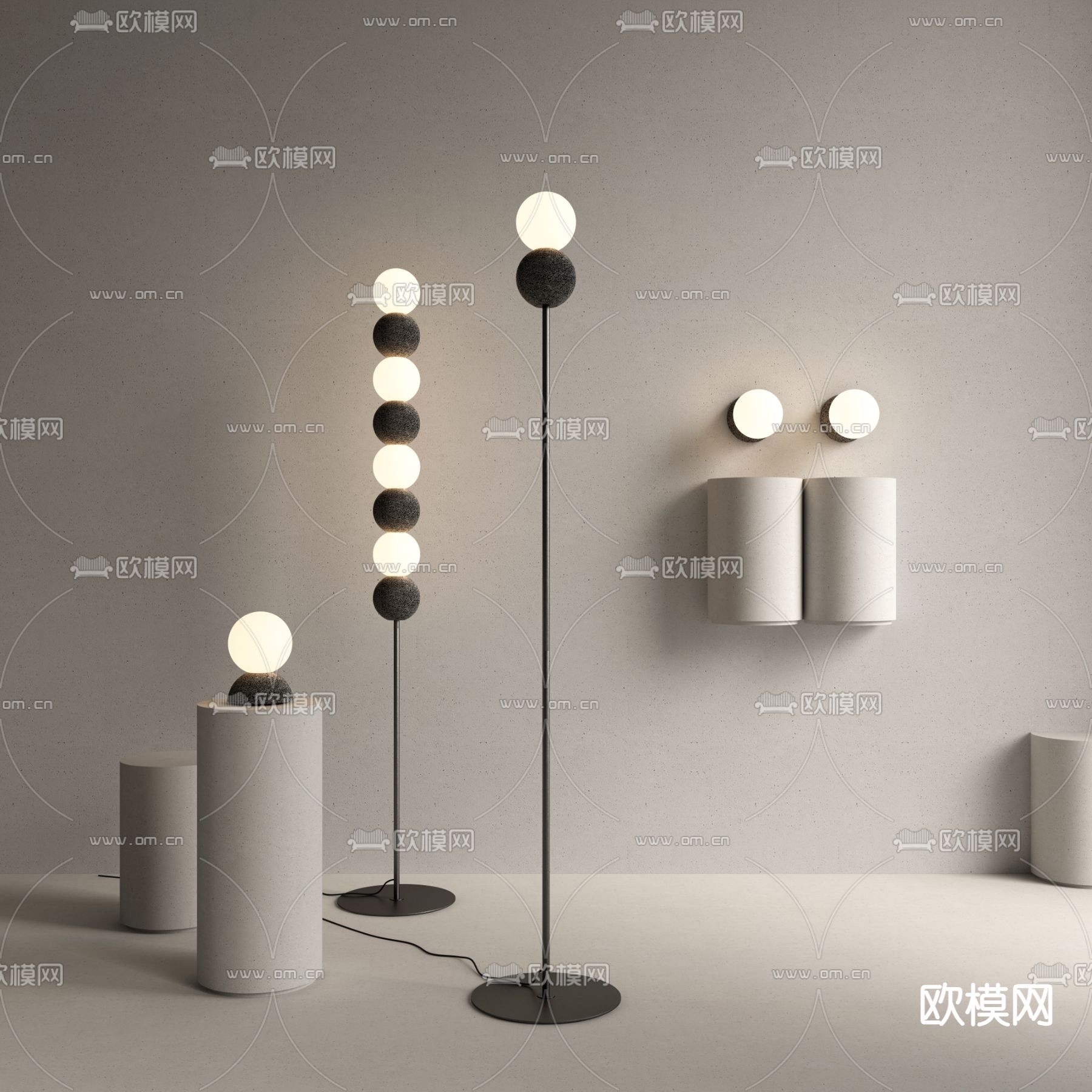 创意落地灯 壁灯 台灯3d模型下载_ID14006054_3dmax免费模型-欧模网