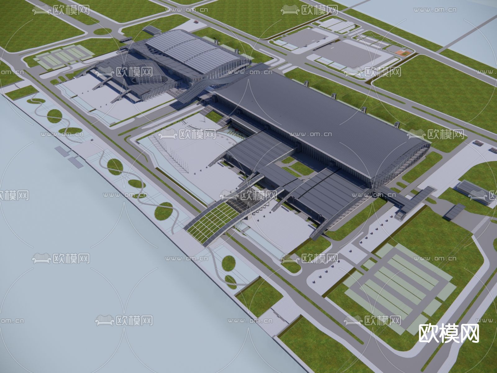 现代汽车站su模型下载（渲染图3）