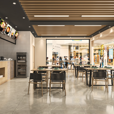  快餐店 小吃店su模型 