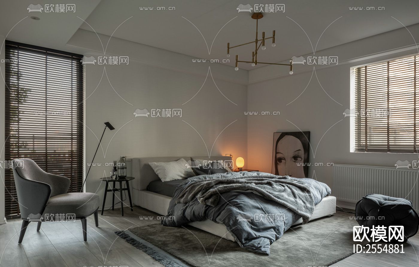 大平层豪宅CAD施工图下载（渲染图2）