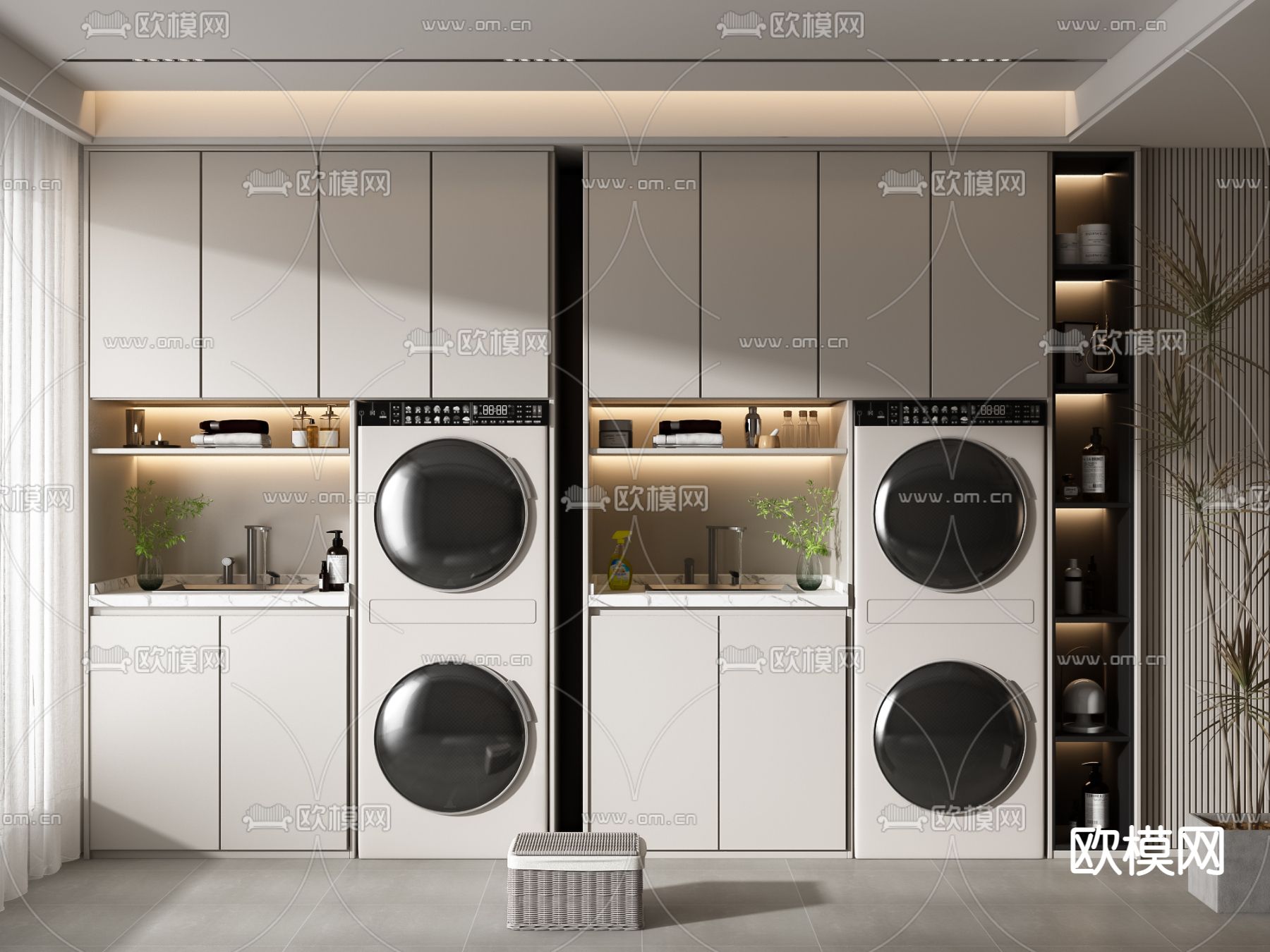 洗衣机柜 阳台柜3d模型下载（渲染图1）