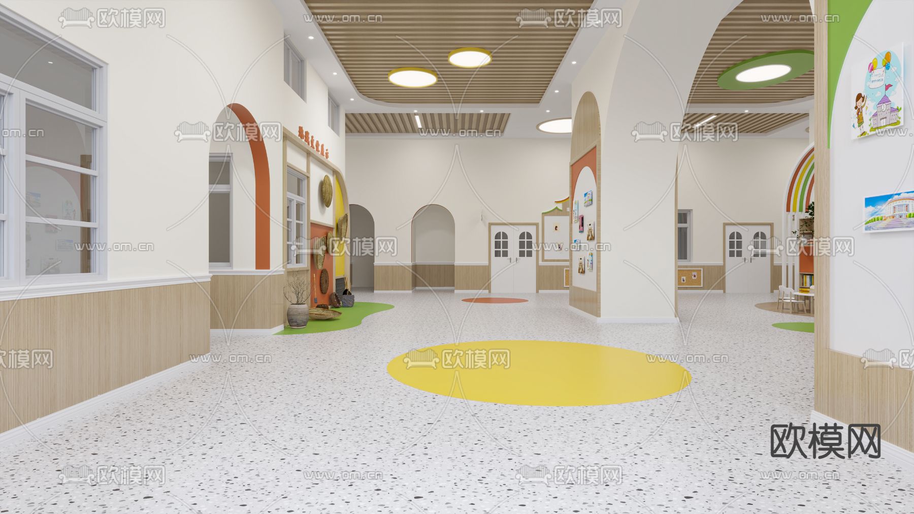 现代幼儿园3d模型下载（渲染图2）