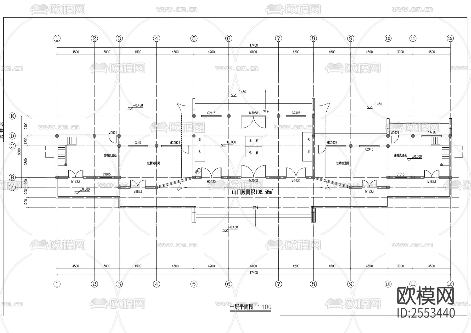 天心寺CAD施工图下载（渲染图3）