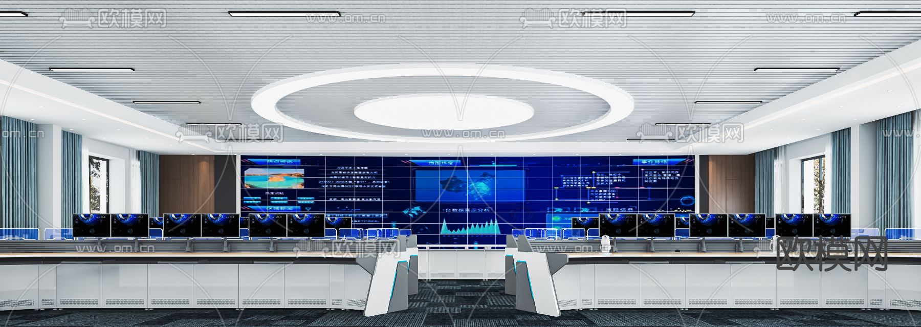 指挥控制室 监控室su模型下载（渲染图1）