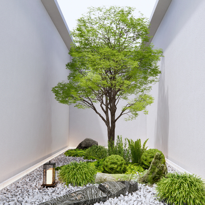  天井造景 植物堆 枯山水su模型 