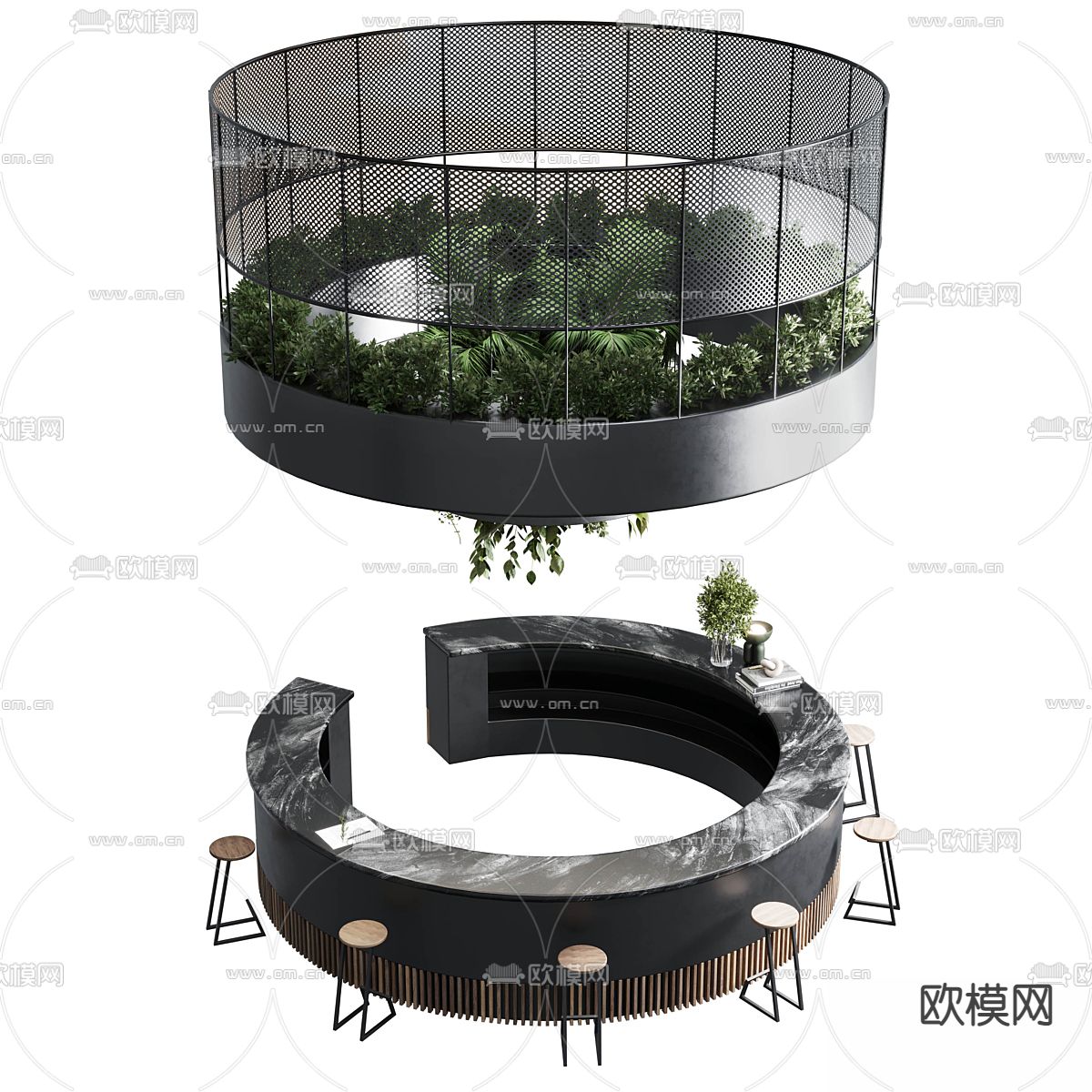 咖啡厅吧台 操作台3d模型下载（渲染图2）