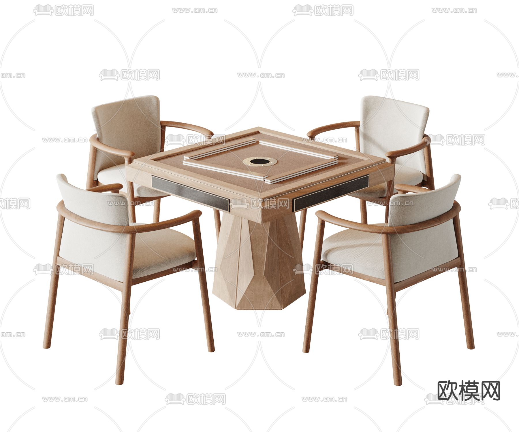 侘寂风麻将桌su模型下载（渲染图1）