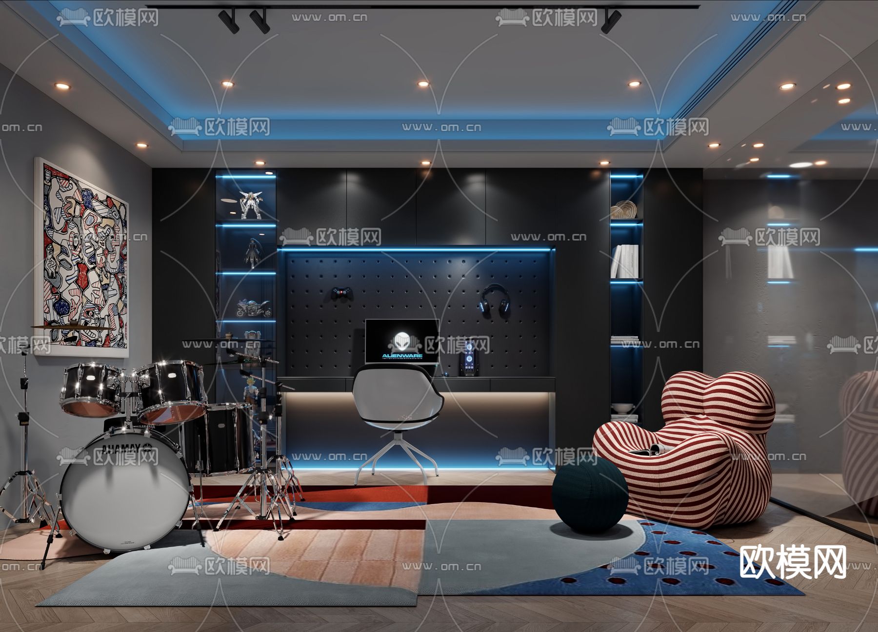 娱乐室 电竞室 游戏室 音乐室3d模型