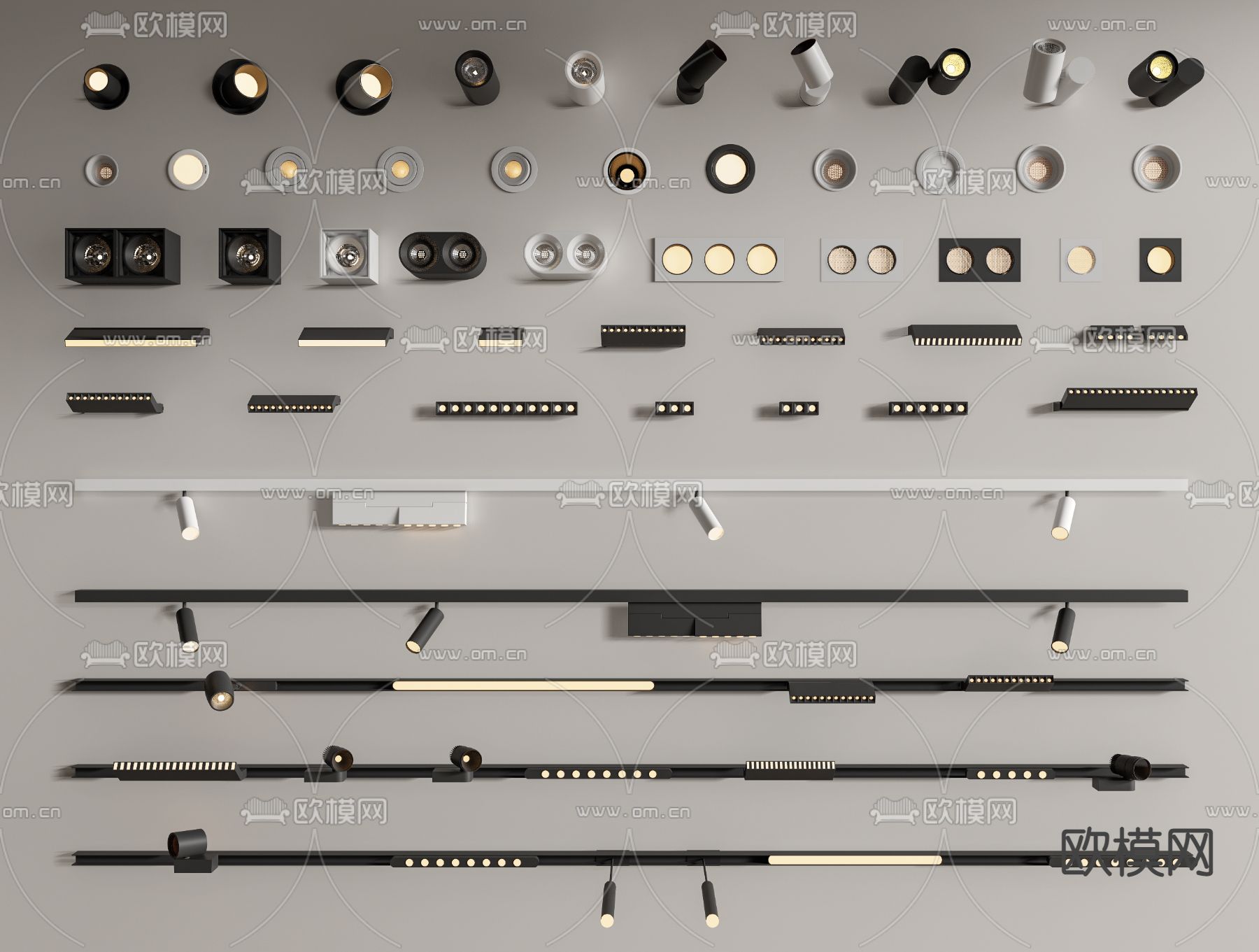 筒灯 射灯 磁吸轨道灯su模型下载（渲染图1）