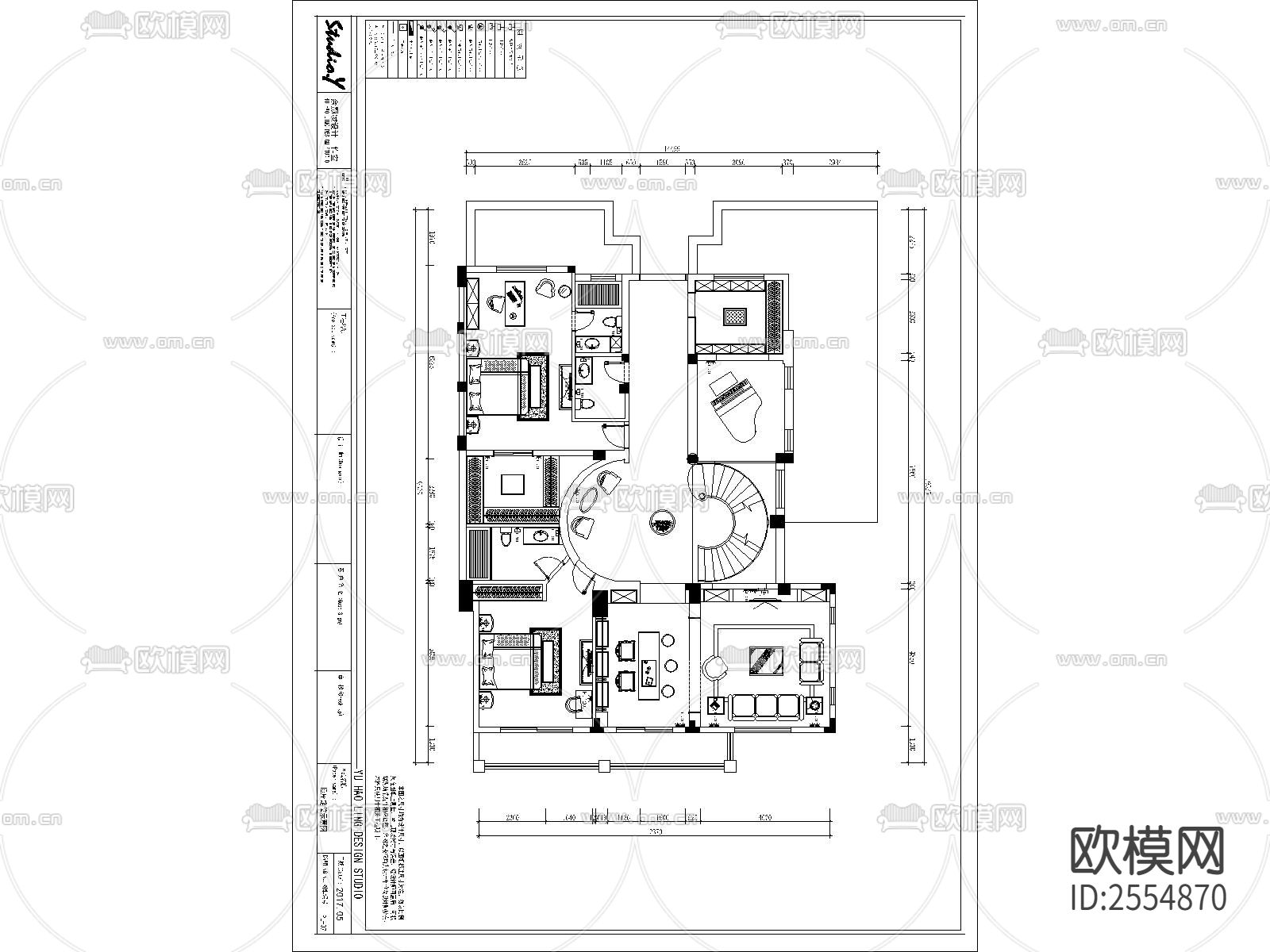 大平层豪宅CAD施工图下载（渲染图1）