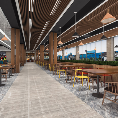  员工餐厅 大学食堂su模型 