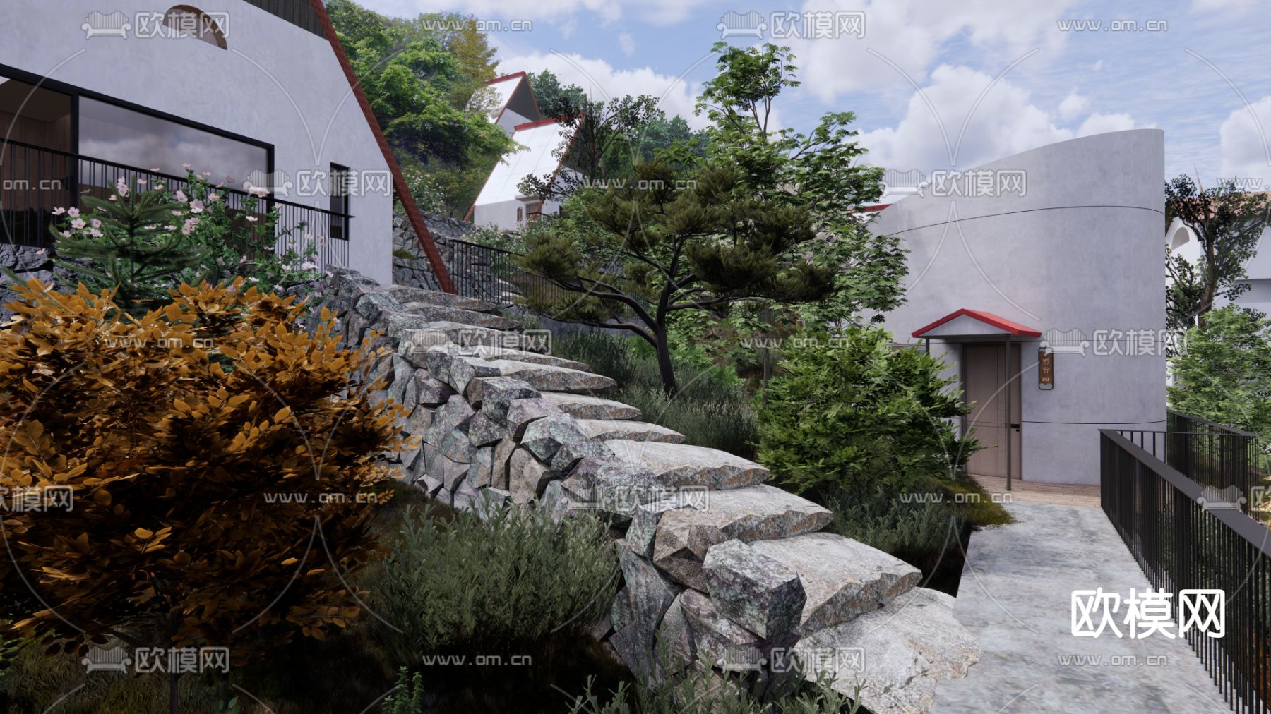 民宿酒店su模型下载（渲染图1）