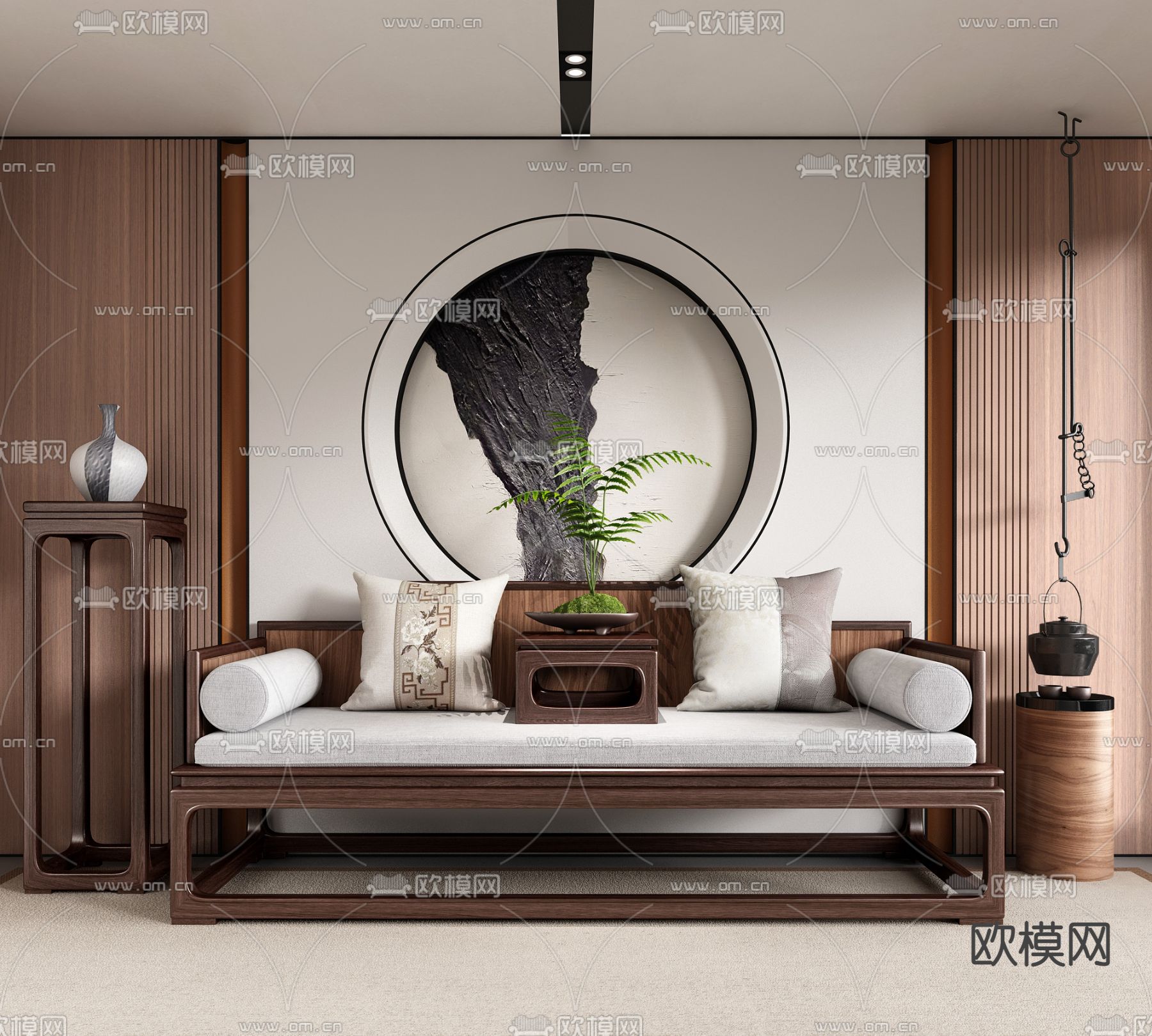 新中式沙发 罗汉床3d模型下载