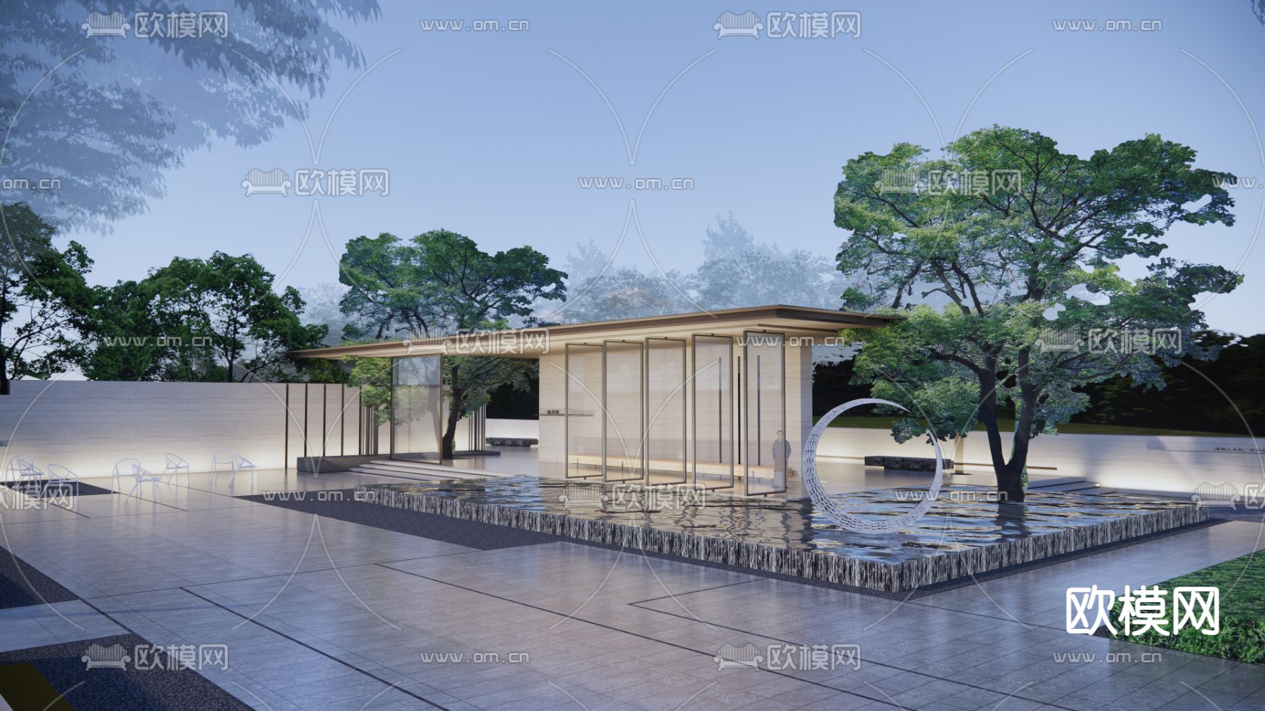 户外亭廊 水景景观su模型下载（渲染图1）